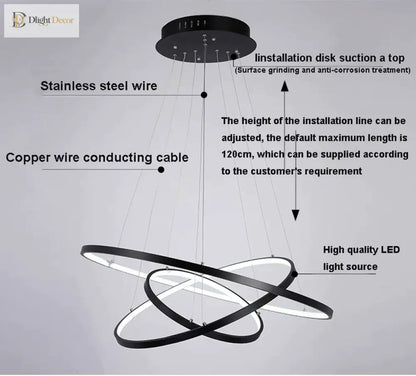 Unveiling Modern Cascading Ring LED Chandelier, Dimmable – view 25