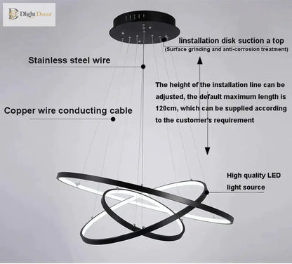 Unveiling Modern Cascading Ring LED Chandelier, Dimmable – view 7