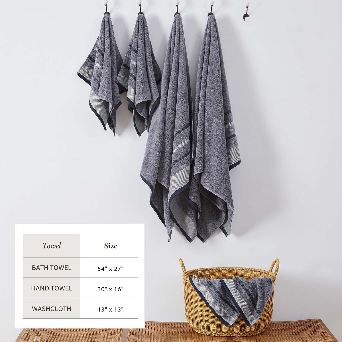 Decorative Cotton Stripe Bath Towel Set – Noelle Collection – view 111