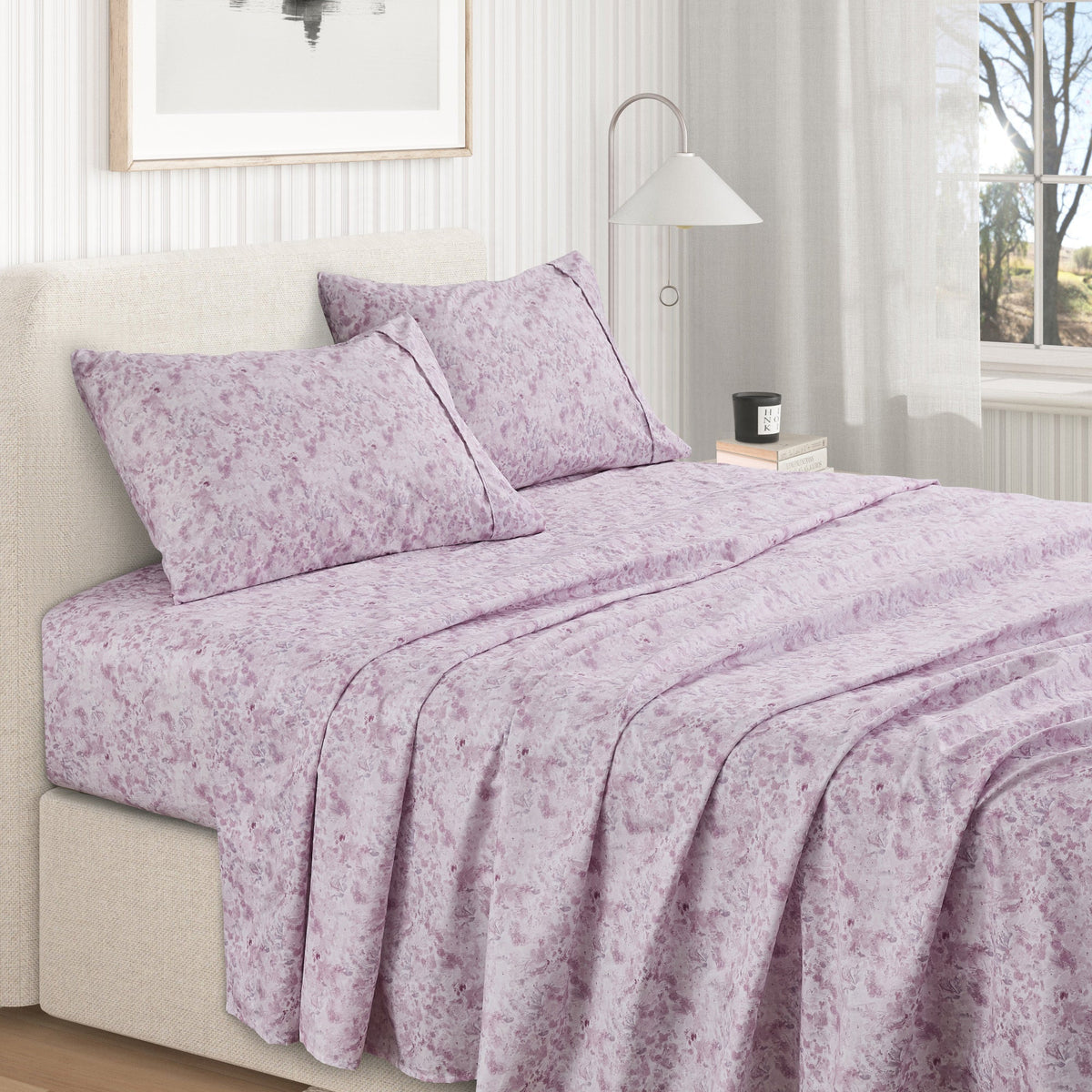 Watercolor Floral Microfiber Sheet Set – Delia Collection – view 67