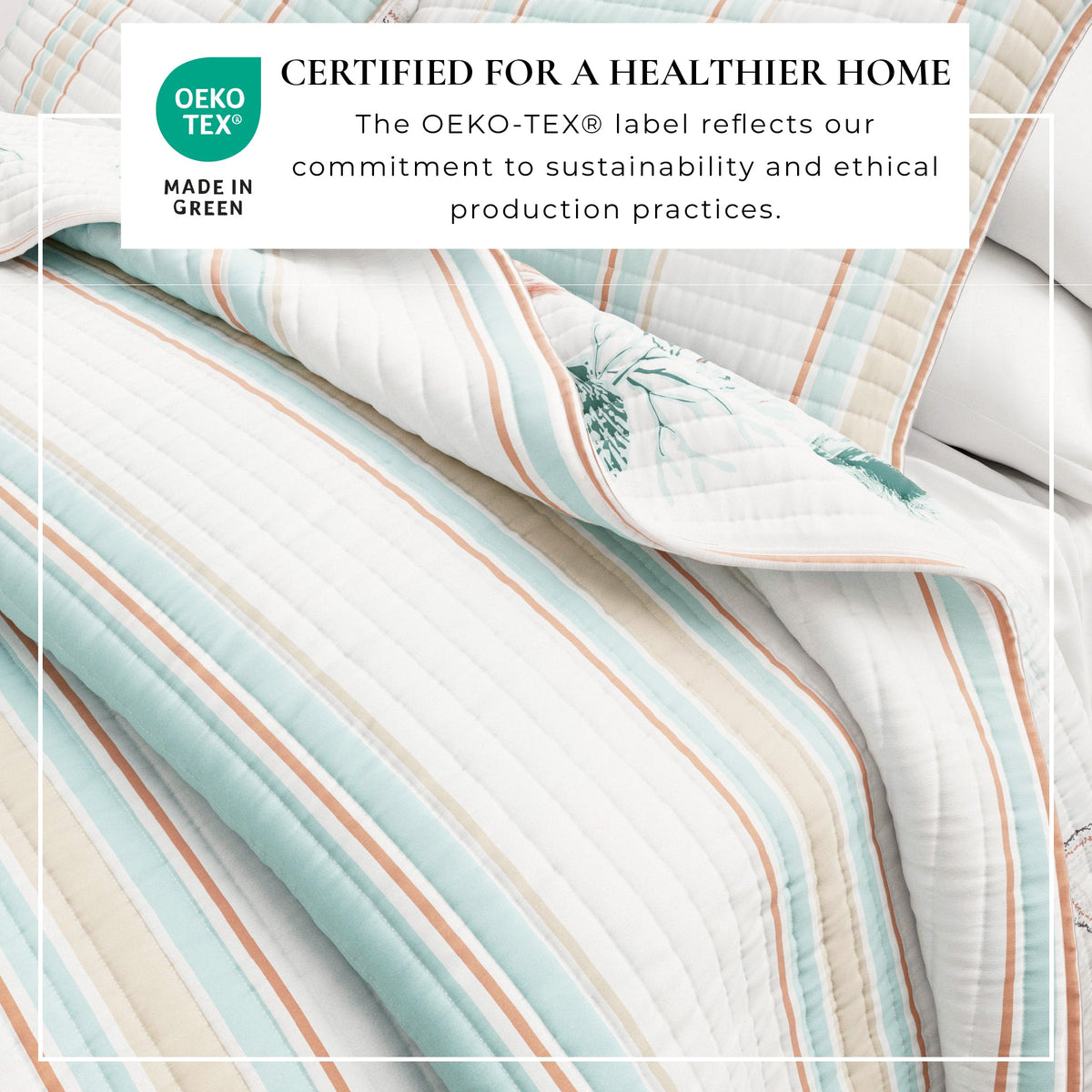 Reversible Stripe and Shell Cotton Quilt Set – St. Augustine Collection – view 5