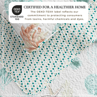 Key West Watercolor Seashell and Coral Coastal Quilt Set – view 2