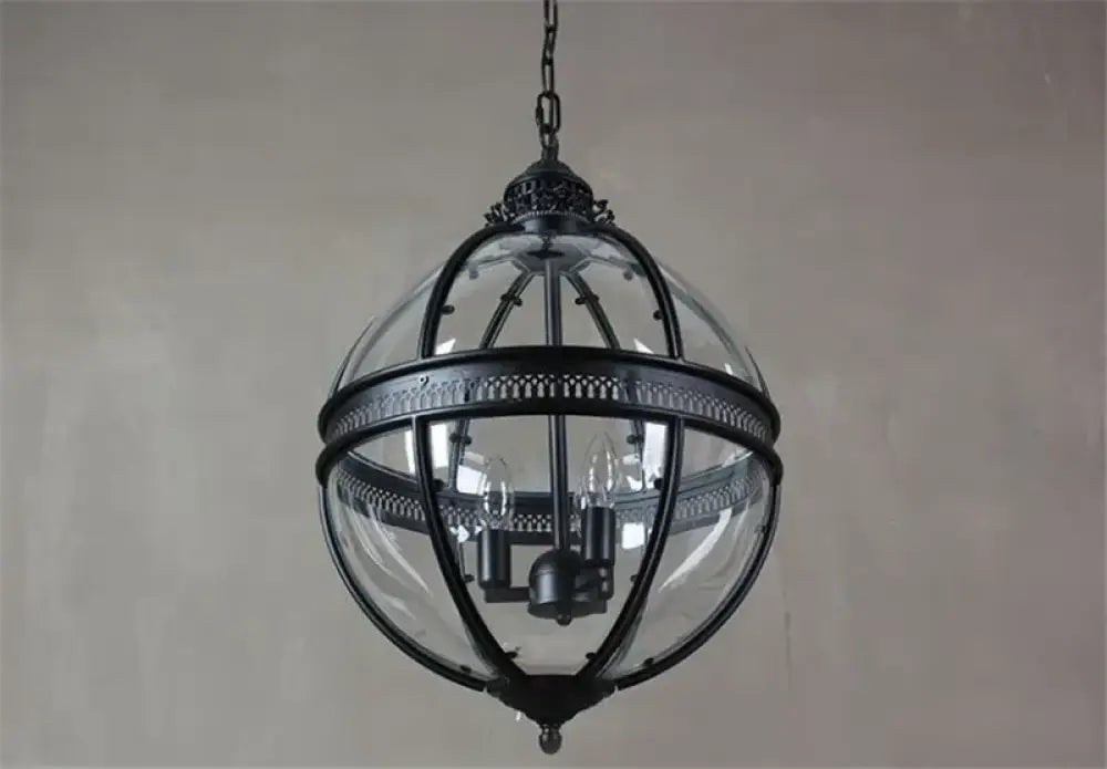 Vintage Iron and Glass Globe Pendant Light for Dining Room and Patio – view 6