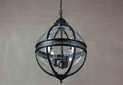 Vintage Iron and Glass Globe Pendant Light for Dining Room and Patio – view 6