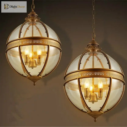 Vintage Iron and Glass Globe Pendant Light for Dining Room and Patio – view 2