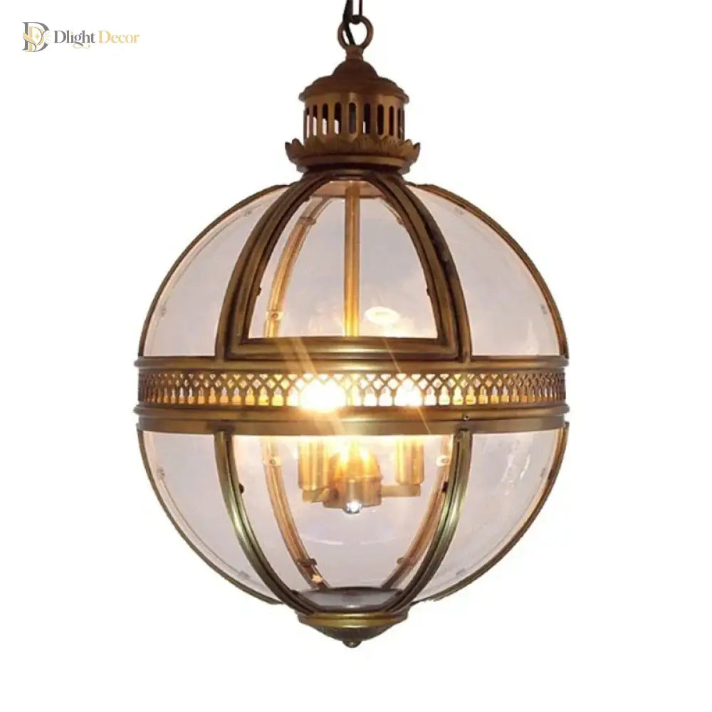 Vintage Iron and Glass Globe Pendant Light for Dining Room and Patio – view 5
