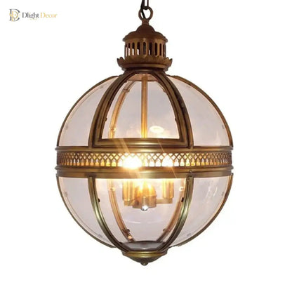 Vintage Iron and Glass Globe Pendant Light for Dining Room and Patio – view 5