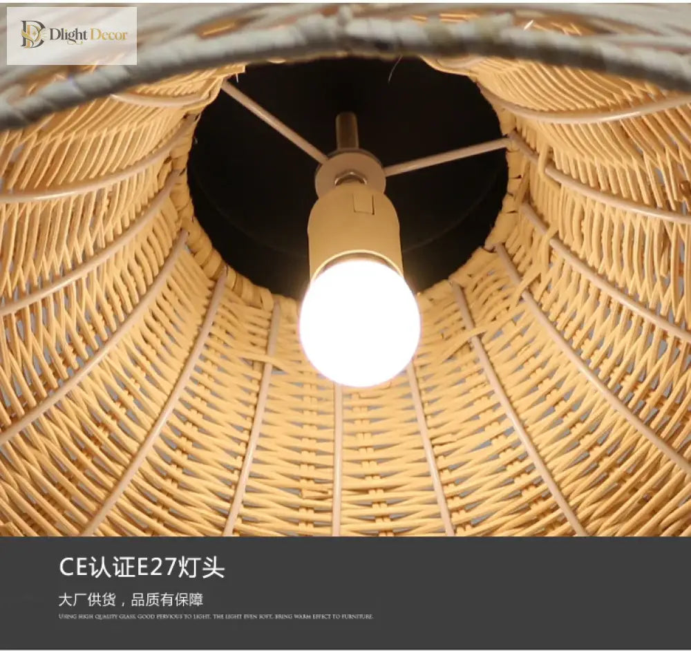 Vintage Retro Handmade Rattan Pendant Light for Dining Room – view 3
