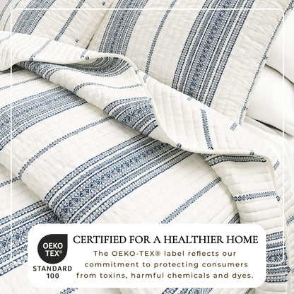 Classic Farmhouse Stripe Reversible Quilt Set – Wesley Collection – view 2