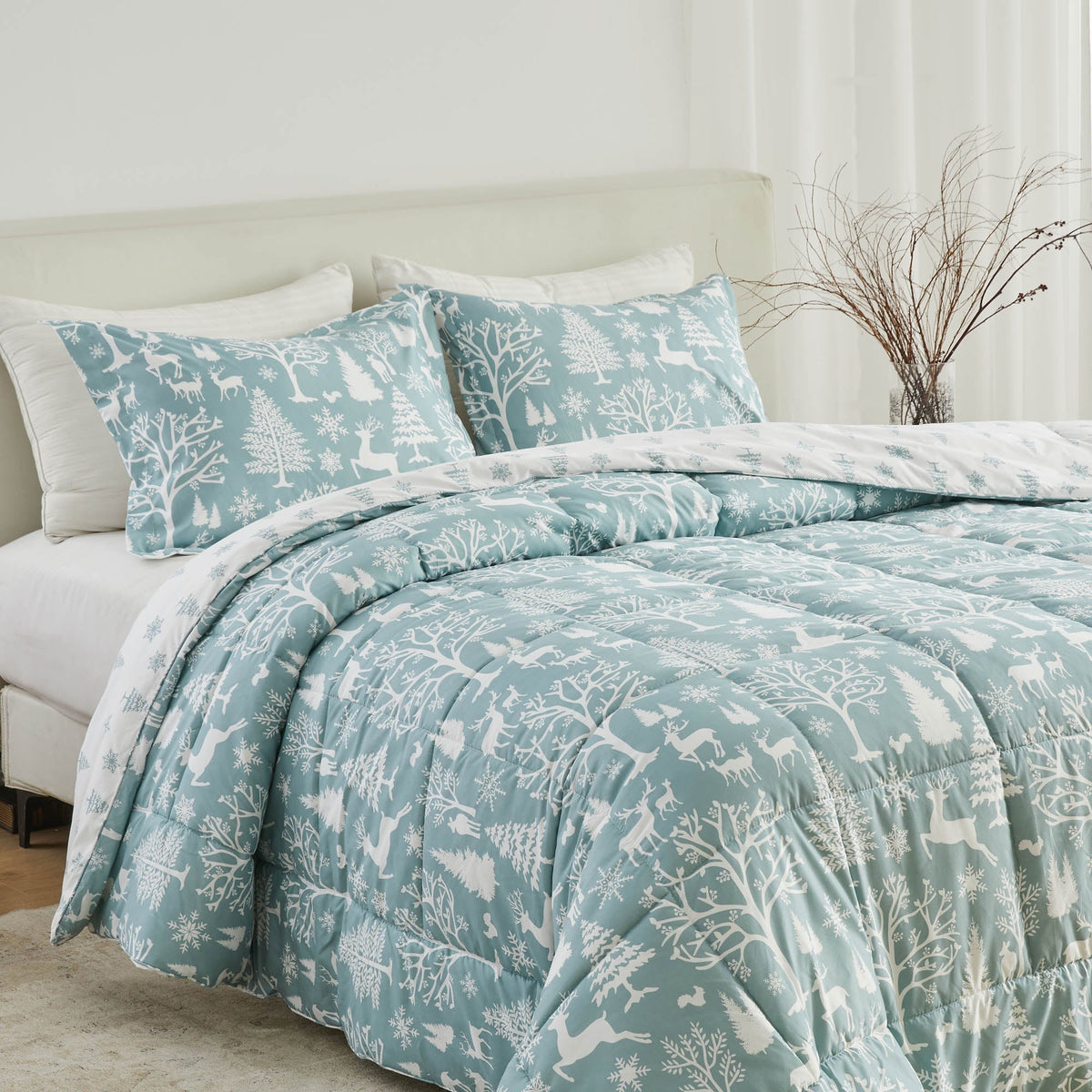 Reversible Holiday and Lodge Comforter and Sham Set – Odette Collection – view 54