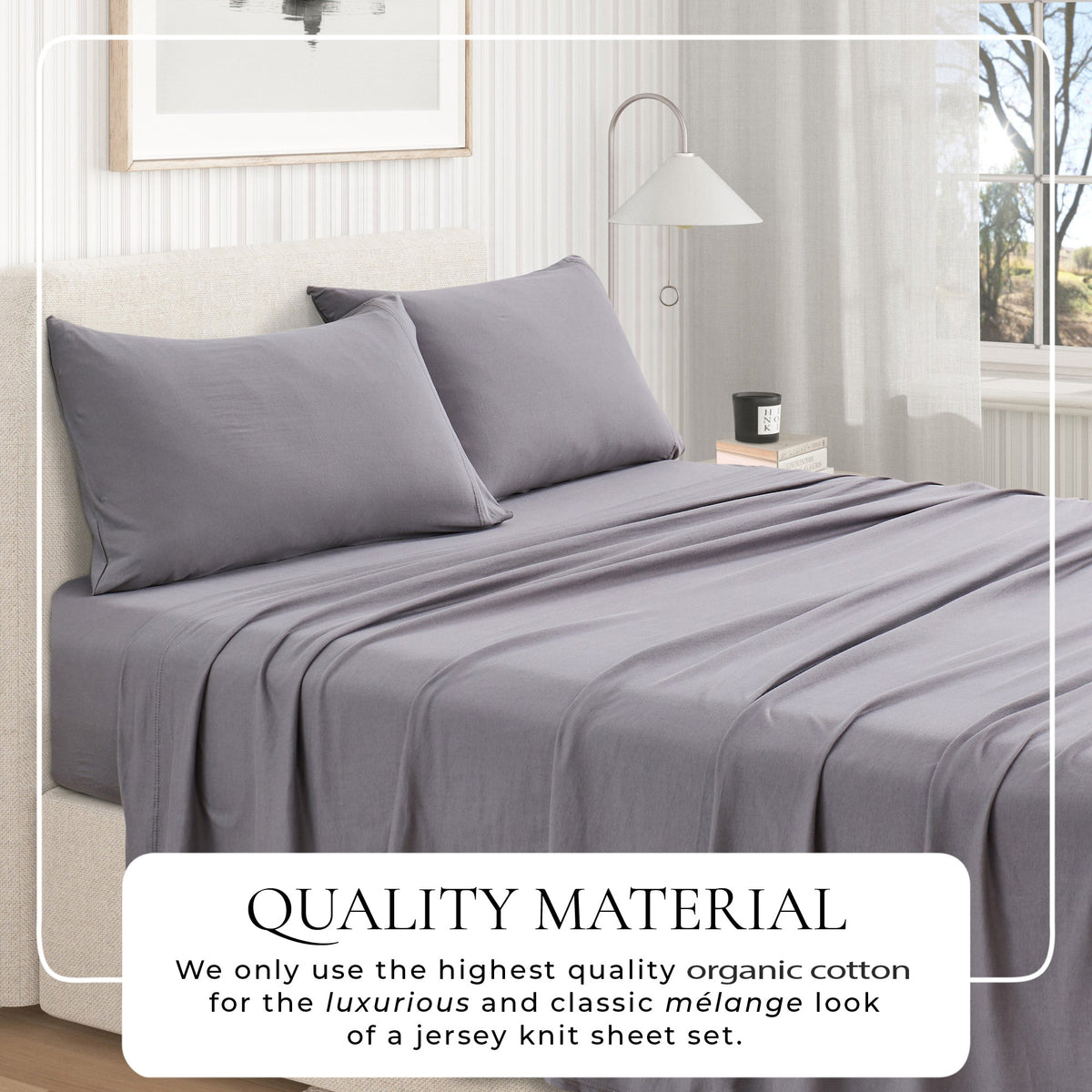 100% Organic Cotton Jersey Knit Sheet Set, Soft and Stretchy – view 20