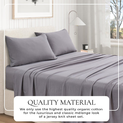 100% Organic Cotton Jersey Knit Sheet Set, Soft and Stretchy – view 20