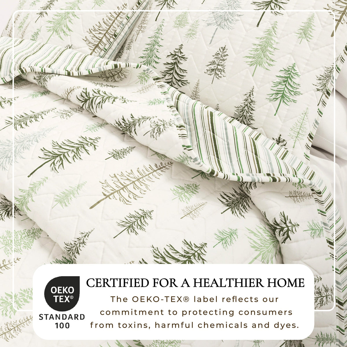 Evergreen Trees Lodge Quilt Set with Stripe Reverse – Truckee Collection – view 2