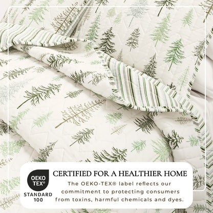Evergreen Trees Lodge Quilt Set with Stripe Reverse – Truckee Collection – view 2