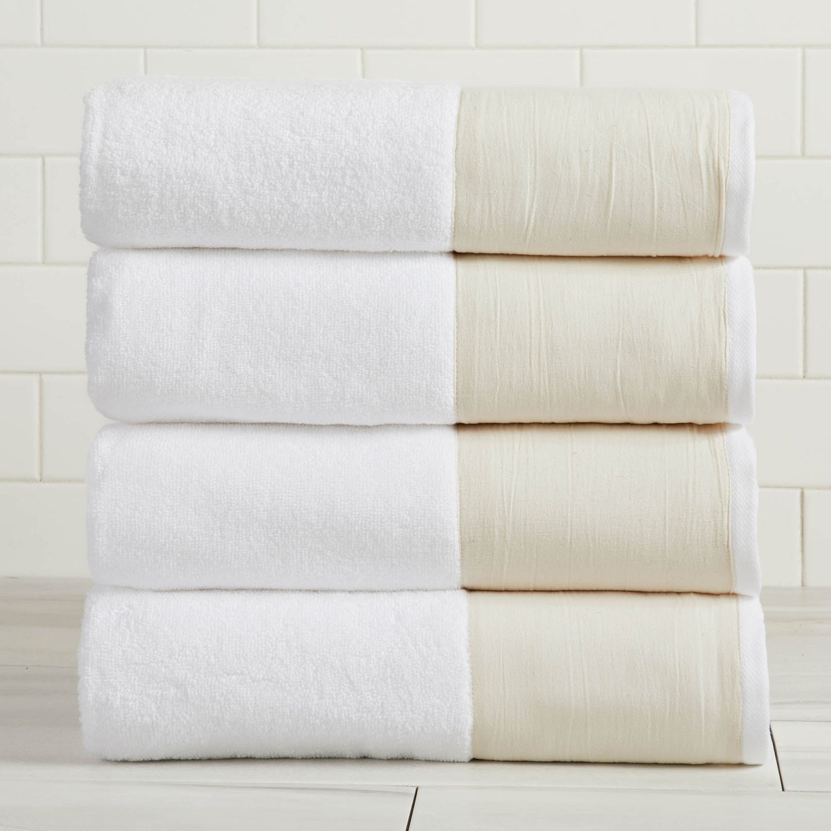 Priya Collection Cotton 6-Piece Towel Set with Linen-Like Border – view 13