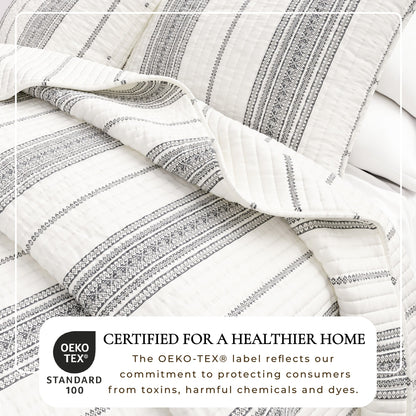 Classic Farmhouse Stripe Reversible Quilt Set – Wesley Collection – view 20