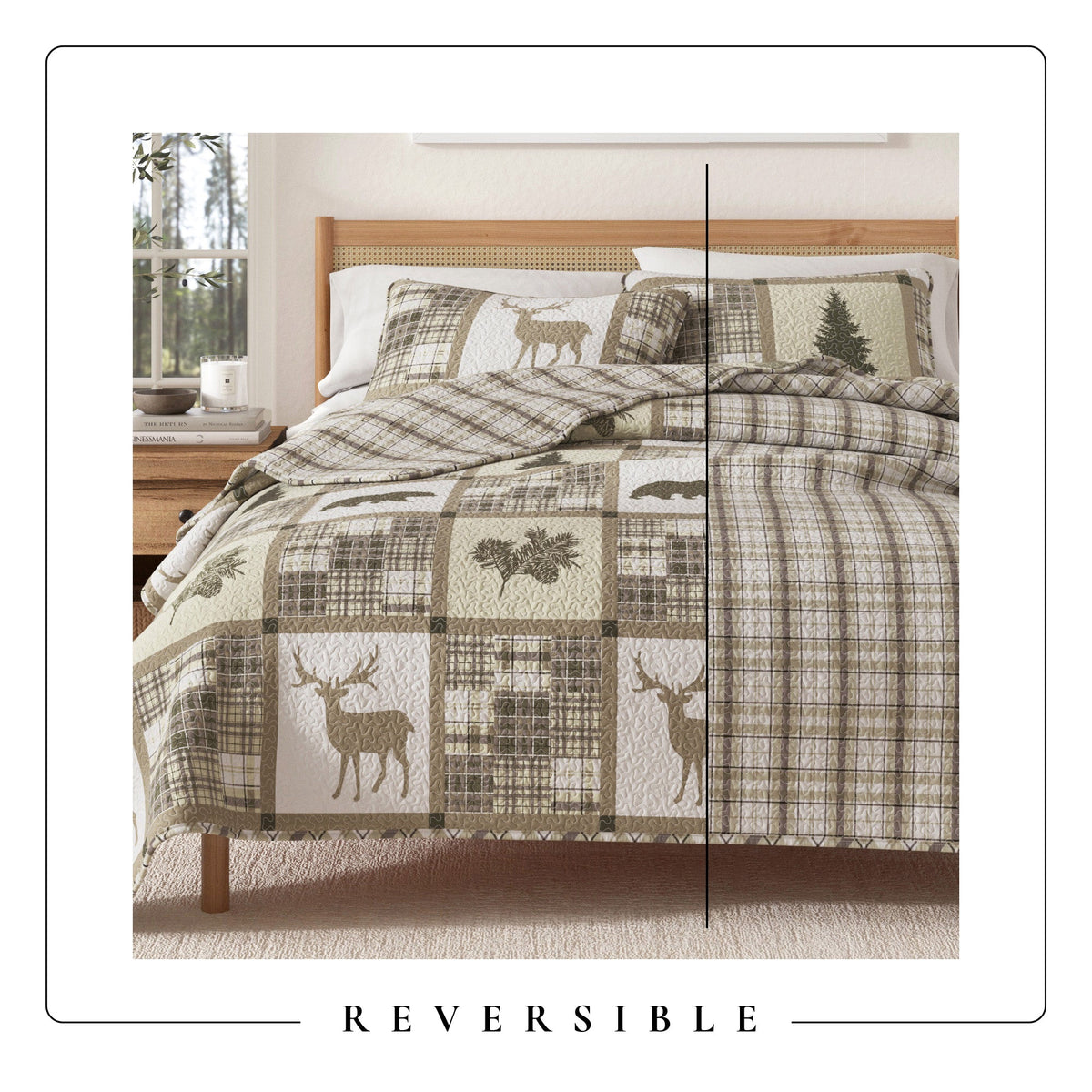 Reversible Plaid Lodge Quilt Set with Shams – Stonehurst Collection – view 5