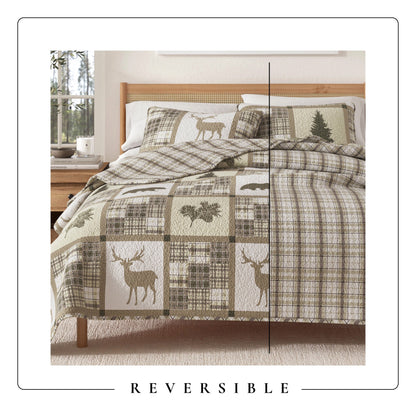 Reversible Plaid Lodge Quilt Set with Shams – Stonehurst Collection – view 5