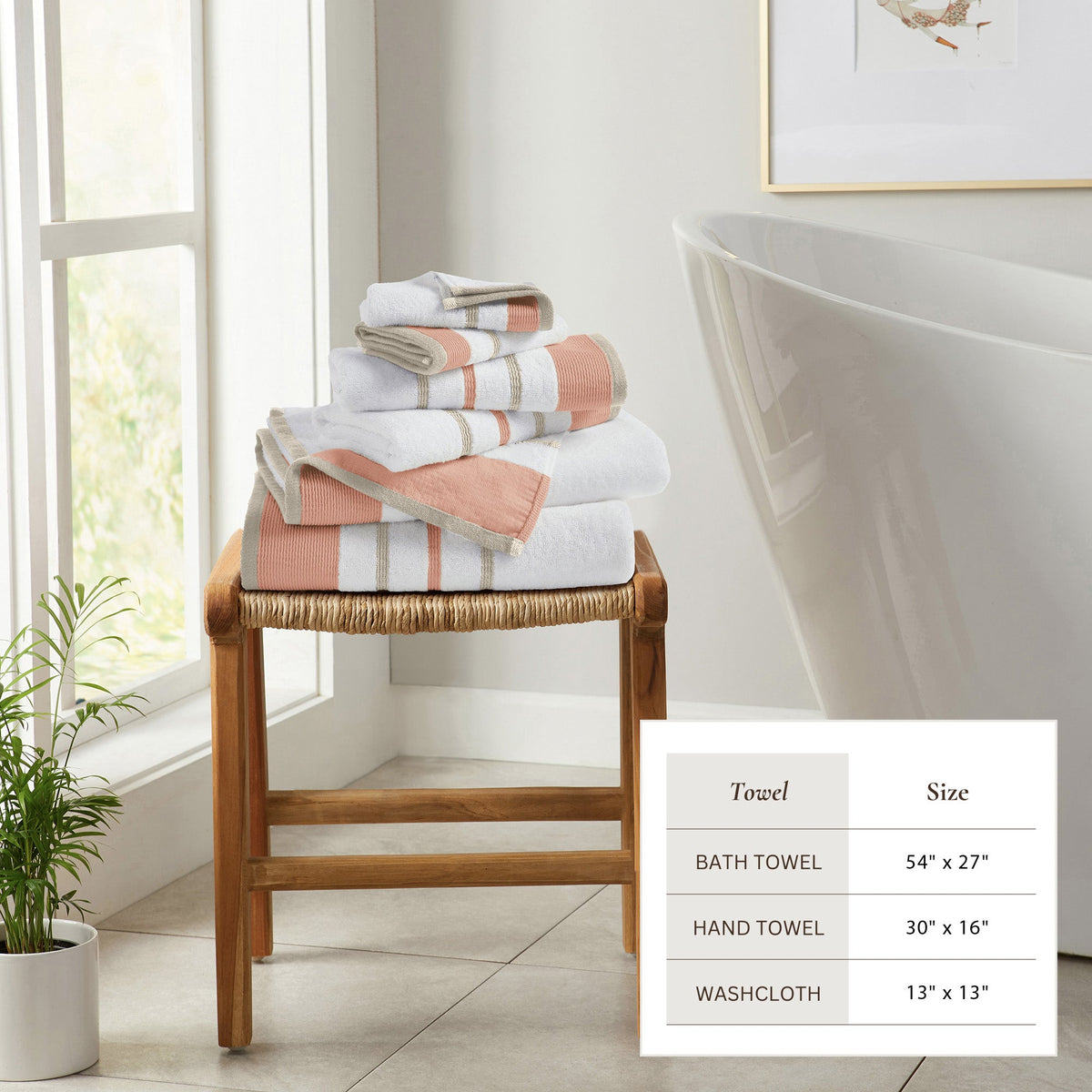 Decorative Cotton Stripe Bath Towel Set – Noelle Collection – view 87