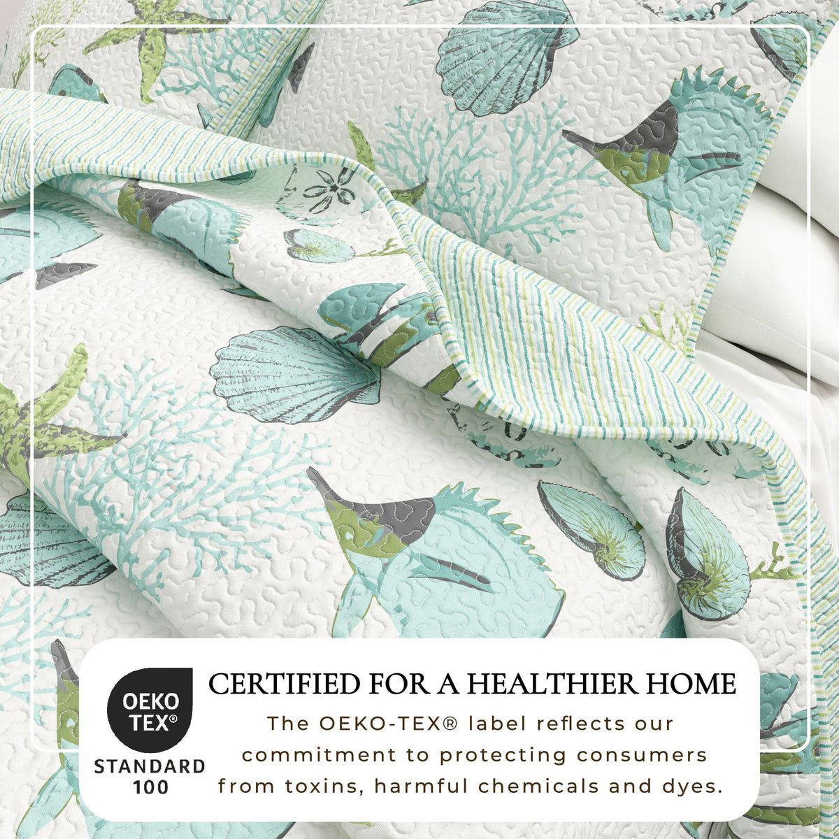 Seaside Collection Fish and Coral Coastal Quilt Set – view 2