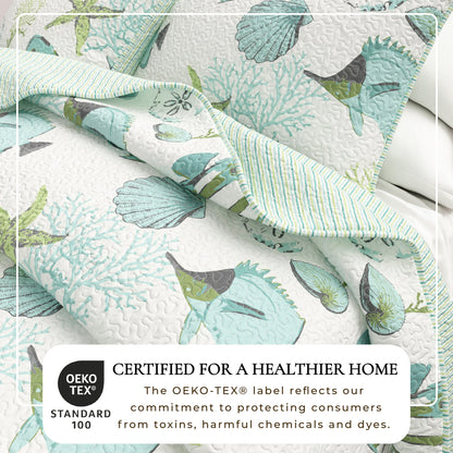 Seaside Collection Fish and Coral Coastal Quilt Set – view 2