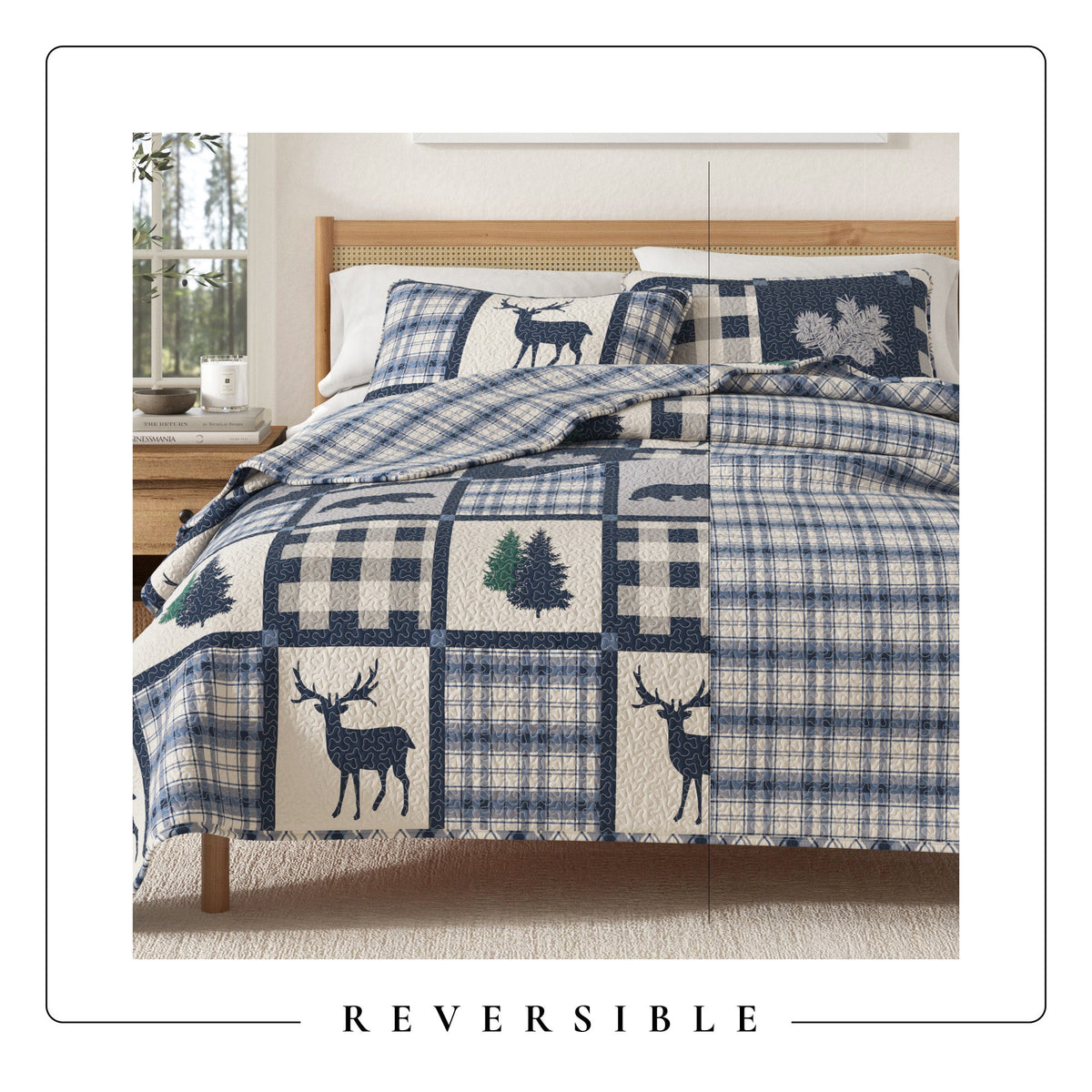 Reversible Plaid Lodge Quilt Set with Shams – Stonehurst Collection – view 11