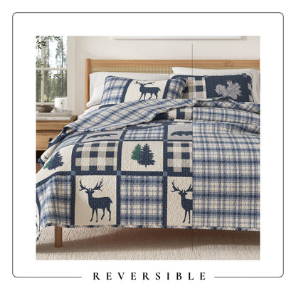 Reversible Plaid Lodge Quilt Set with Shams – Stonehurst Collection – view 11