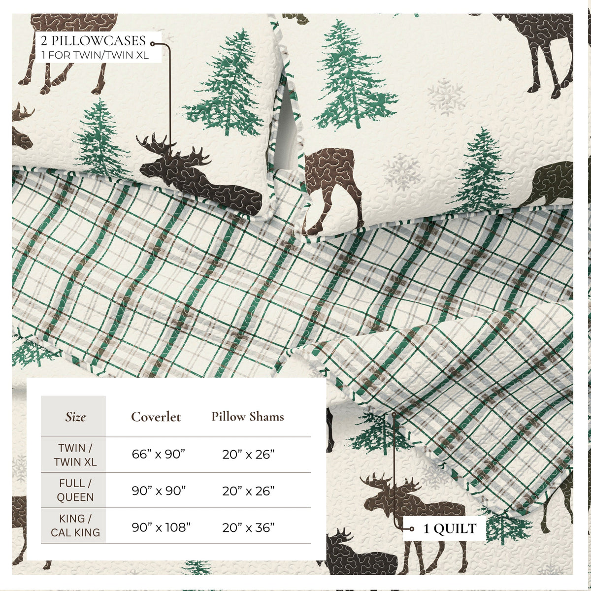 Moose and Trees Lodge Quilt Set with Shams – Wilderness Collection – view 9