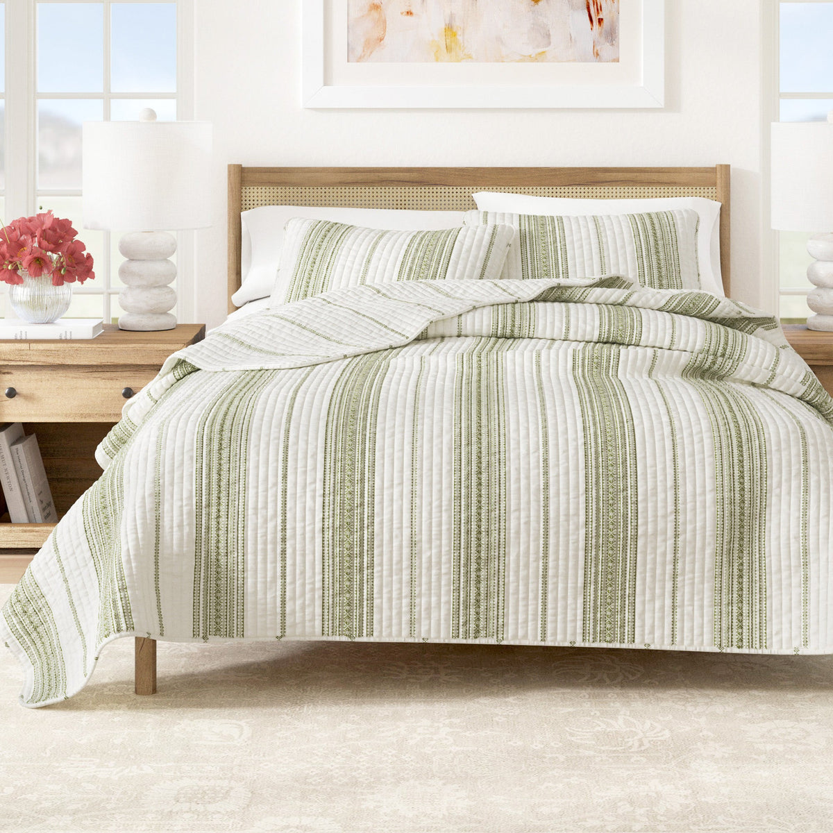 Classic Farmhouse Stripe Reversible Quilt Set – Wesley Collection – view 8