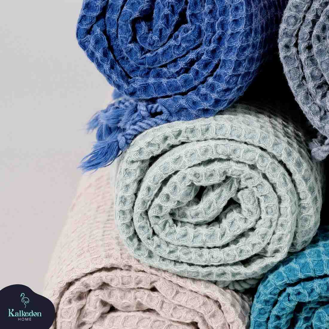 Waffle Weave Organic Cotton Turkish Towel, Stone Washed Bath and Hand – view 4
