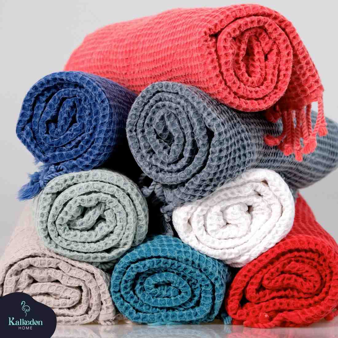 Waffle Weave Organic Cotton Turkish Towel, Stone Washed Bath and Hand – view 3