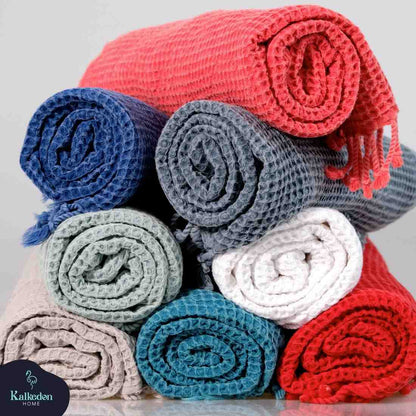 Waffle Weave Organic Cotton Turkish Towel, Stone Washed Bath and Hand – view 3