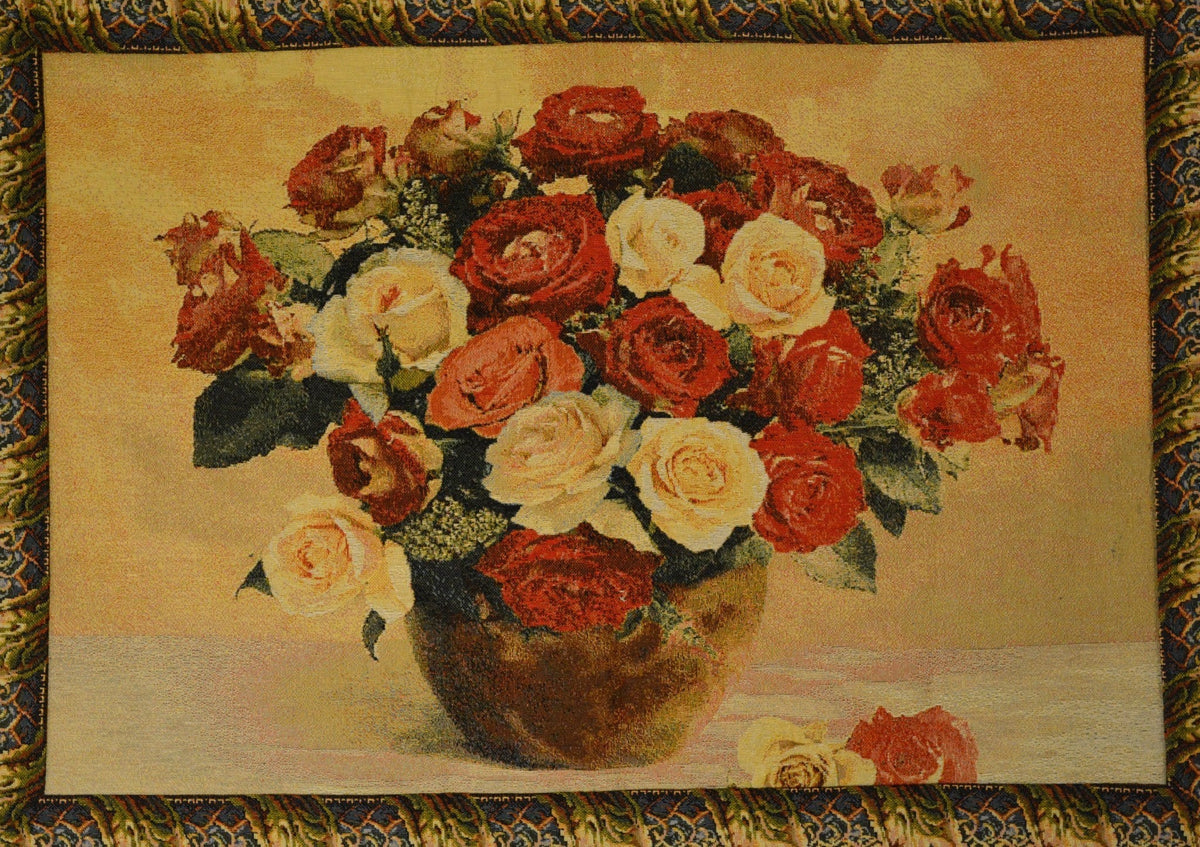 Jacquard Rose Basket Cotton Blend Tapestry Wall Hanging, 27 x 20 Inch – view 5