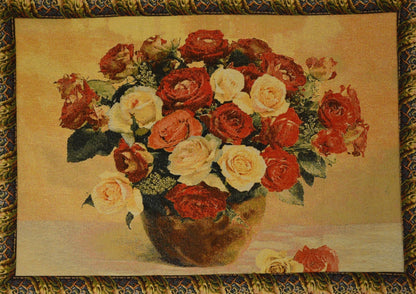 Jacquard Rose Basket Cotton Blend Tapestry Wall Hanging, 27 x 20 Inch – view 5