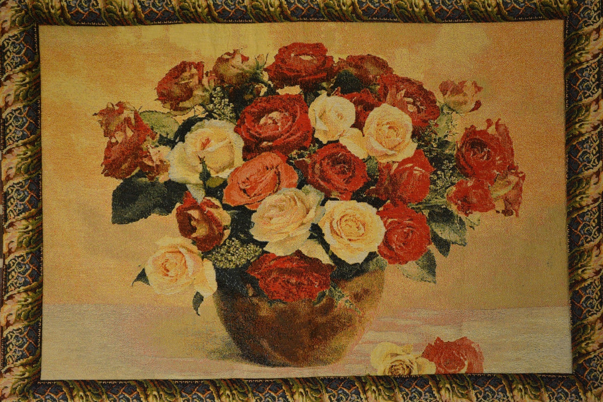 Jacquard Rose Basket Cotton Blend Tapestry Wall Hanging, 27 x 20 Inch – view 7