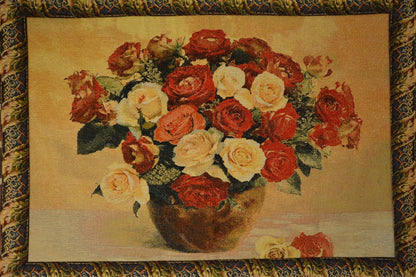 Jacquard Rose Basket Cotton Blend Tapestry Wall Hanging, 27 x 20 Inch – view 7