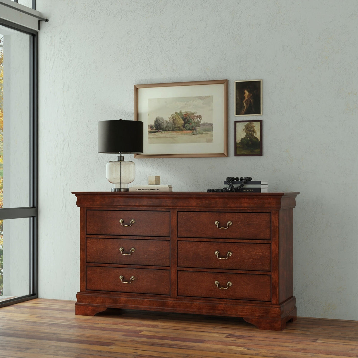 West Haven Dresser in Cappuccino Brown with Antique Brass Hardware – view 6