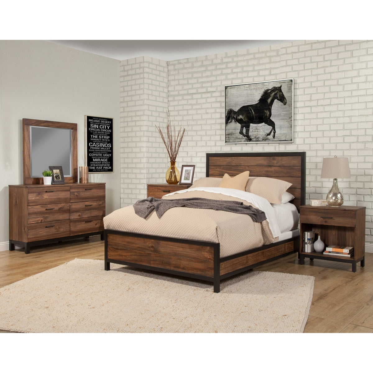 Mahogany and Pine Weston Bed | Artisan-Finished Wood Frame
