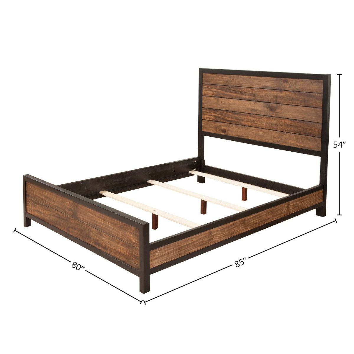 Weston Mahogany and Pine Bed with Black-Framed Rustic Panels – view 9