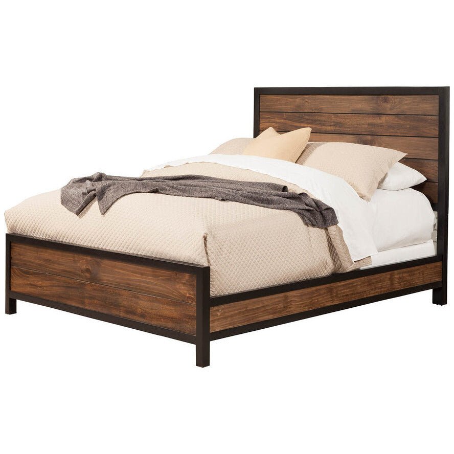 Weston Mahogany and Pine Bed with Black-Framed Rustic Panels – view 2