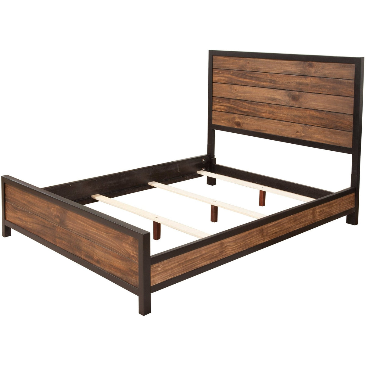 Weston Mahogany and Pine Bed with Black-Framed Rustic Panels – view 6