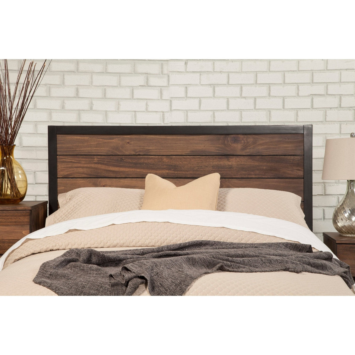 Weston Mahogany and Pine Bed with Black-Framed Rustic Panels – view 3