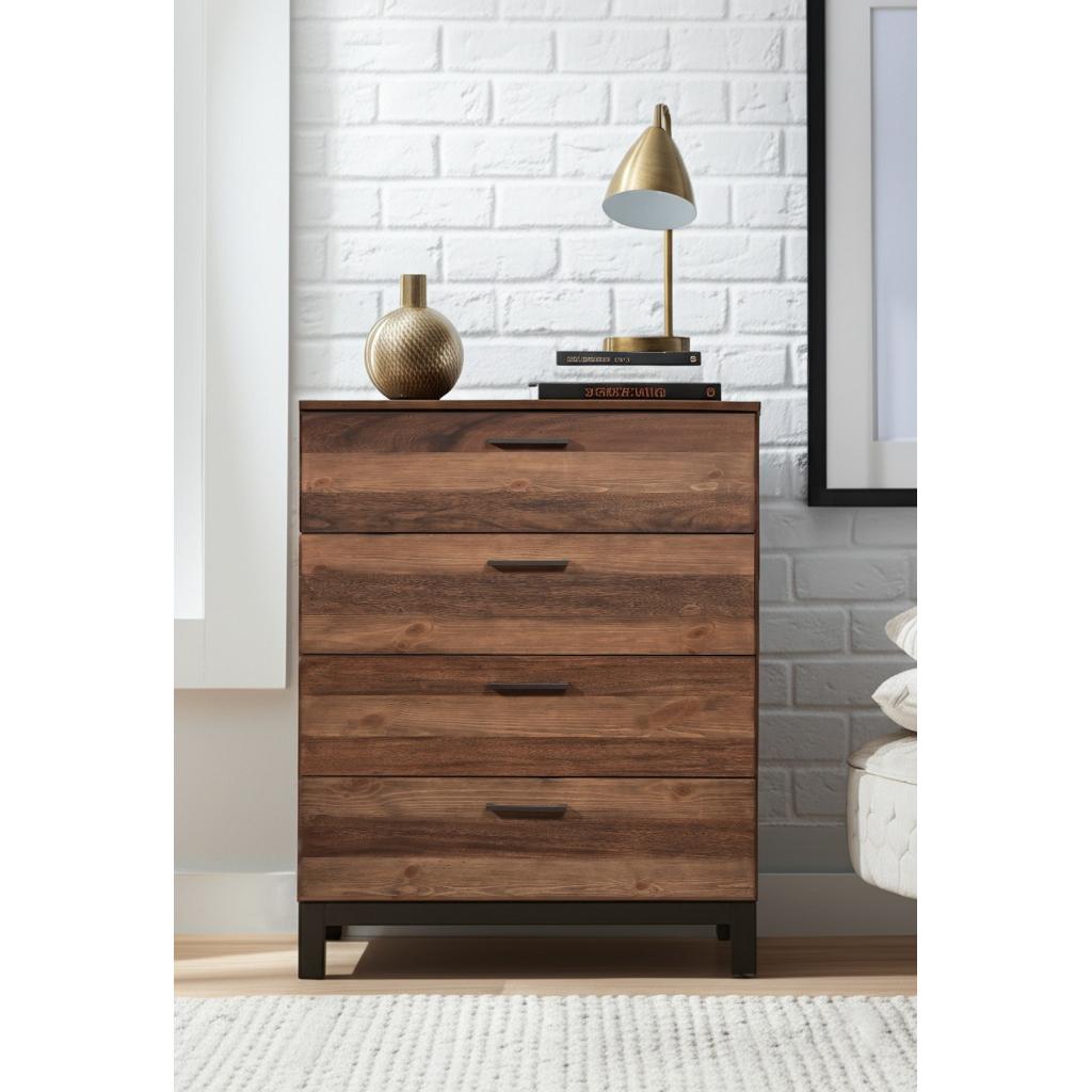 Mahogany Wood Weston Chest with Rustic Pine Finish