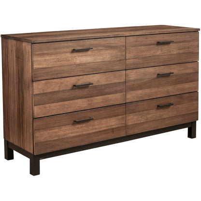 Weston 6-Drawer Dresser in Rustic Pine with Black Base – view 3