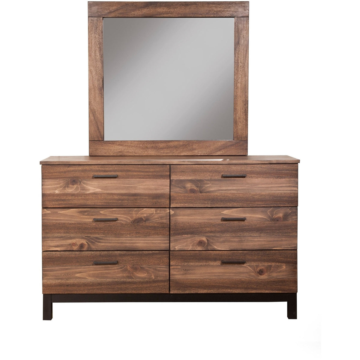 Weston 6-Drawer Dresser in Rustic Pine with Black Base – view 7