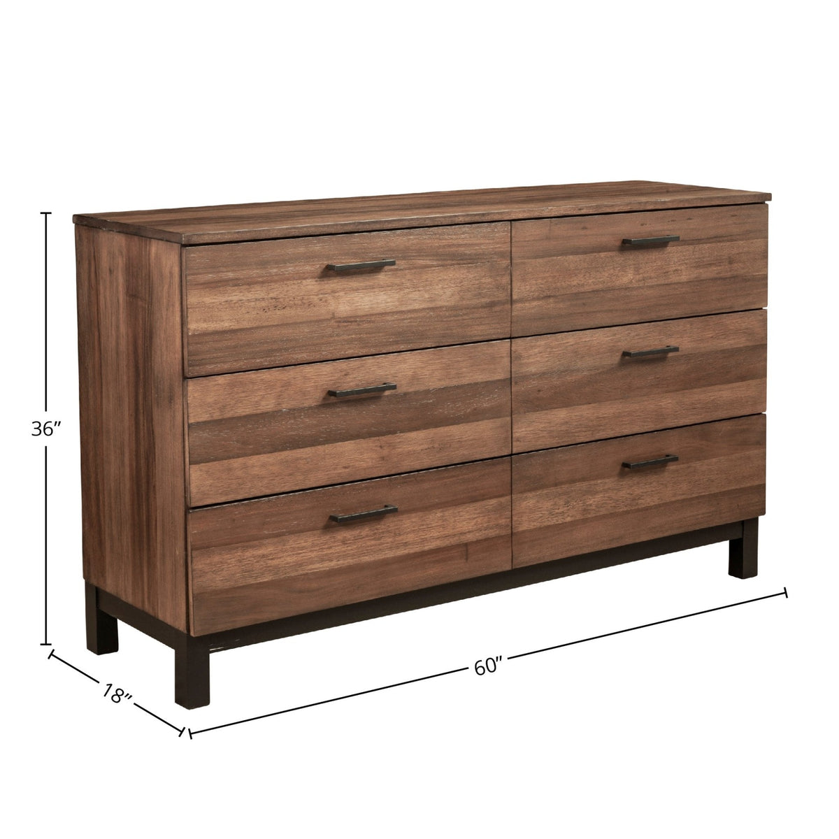 Weston 6-Drawer Dresser in Rustic Pine with Black Base – view 10