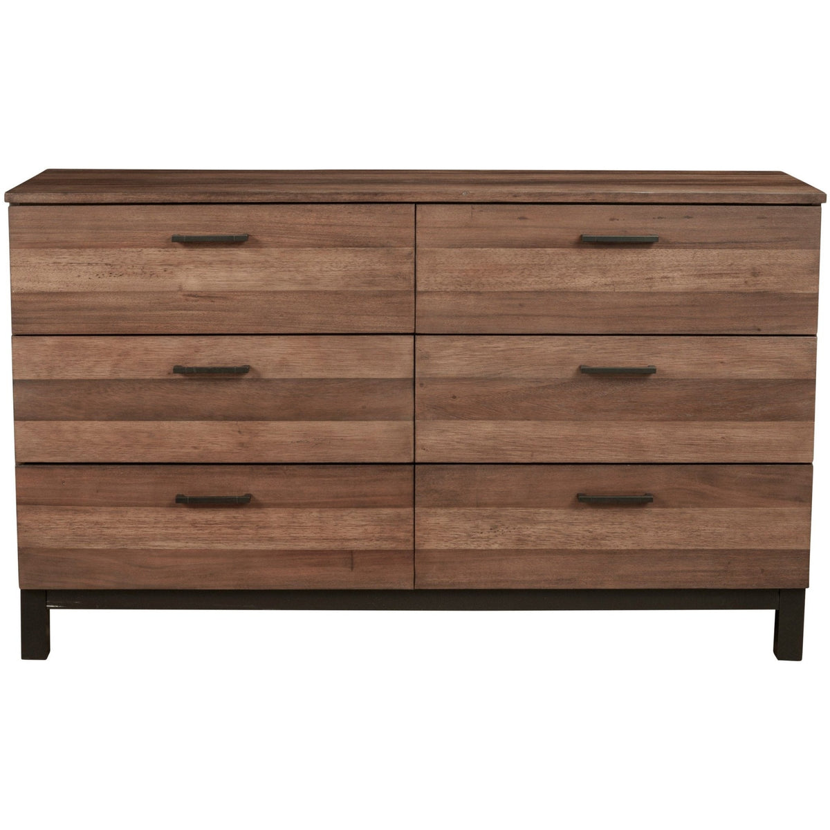 Weston 6-Drawer Dresser in Rustic Pine with Black Base – view 2