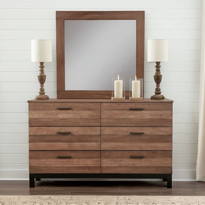 Rustic Pine Weathered Mahogany Dresser and Mirror