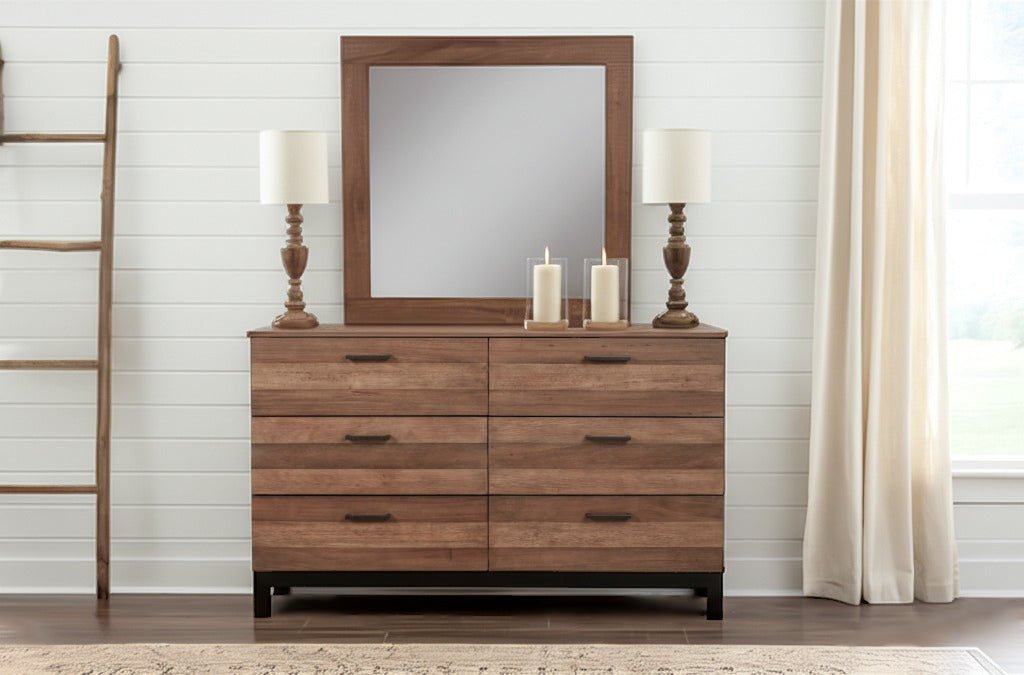 Weston Dresser and Mirror in Rustic Pine Weathered Mahogany – view 6