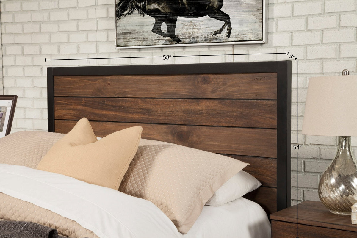 Weston Mahogany Headboard in Rustic Pine with Black Frame – view 6